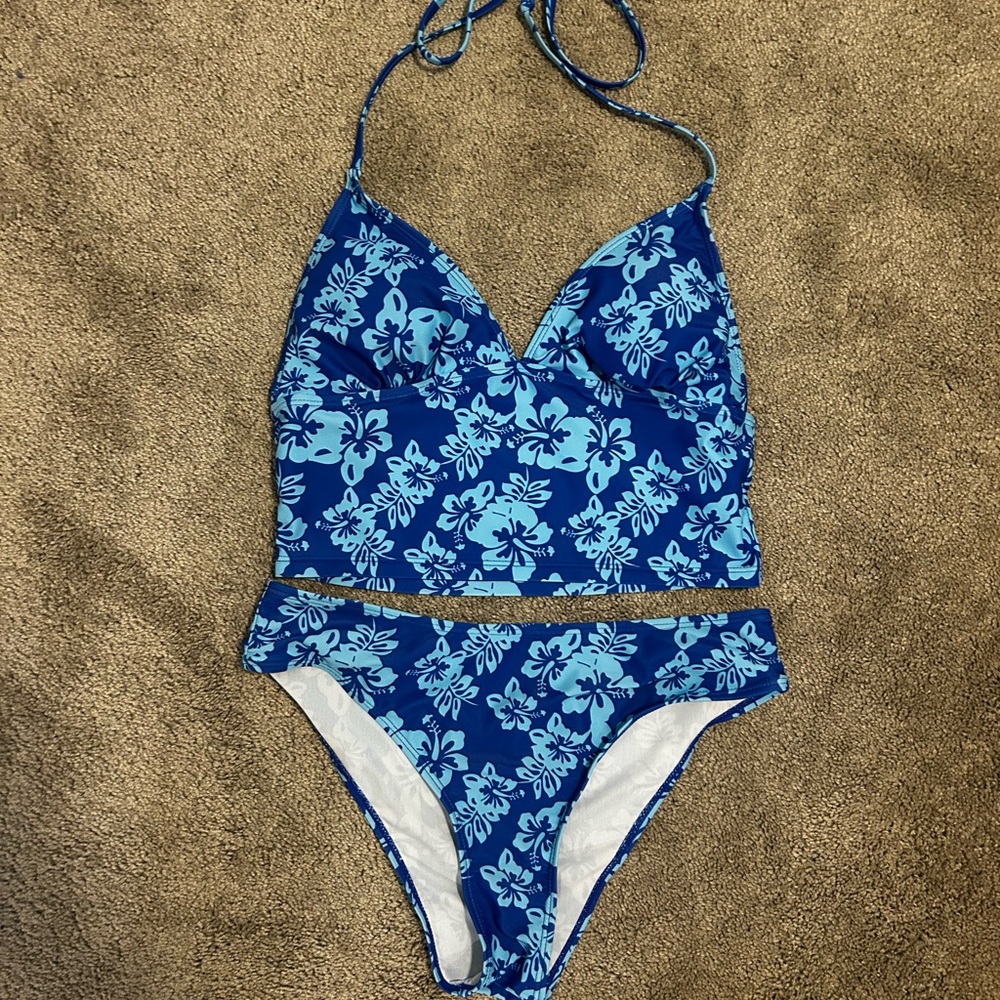 Kids Blue Floral Swim Set